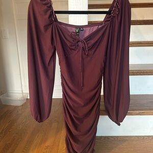 Windsor Deep Burgundy Long Sleeve Dress
